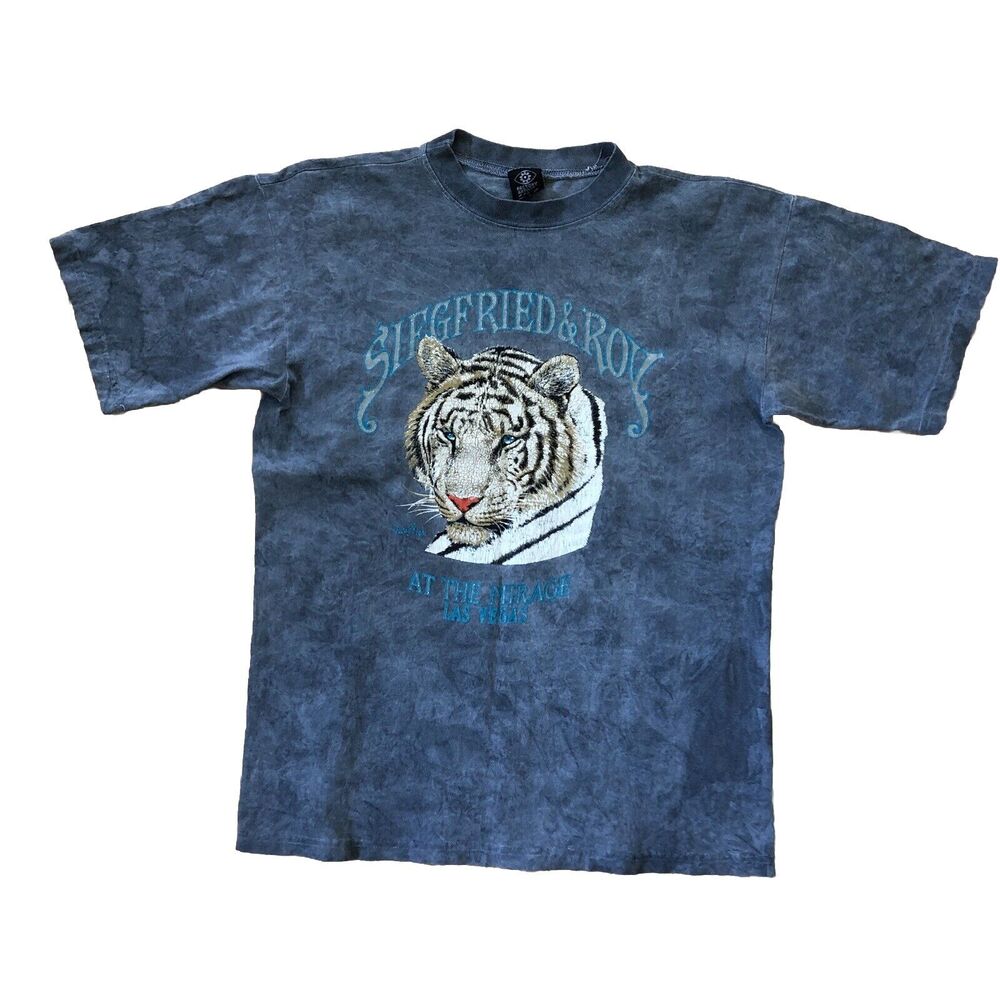VTG Siegfried and Roy Mirage Shirt Mens Medium White Tiger Graphic Las Vegas